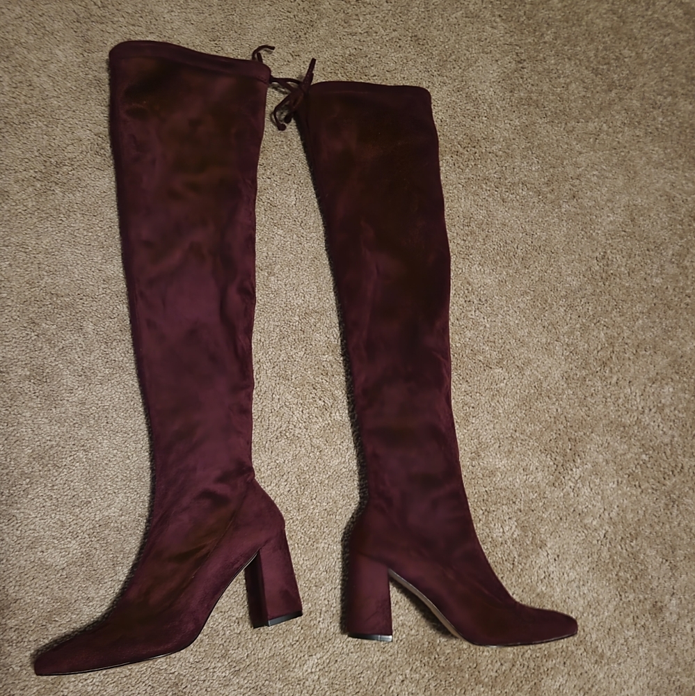 Free People Burgundy Knee Suede Boots